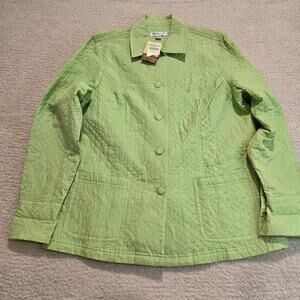 Coldwater Creek Quilted Embroidered Barn Jacket 100% Silk Sz PL Lightweight NWT